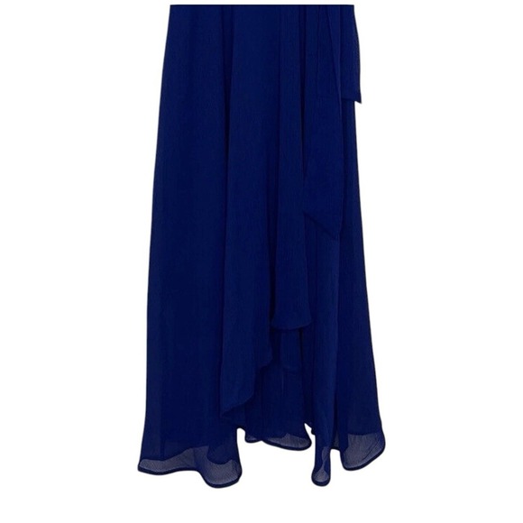 DKNY Cobalt Blue Belted Puff Sleeve Chiffon Dress Size 2 NWT - Picture 3 of 5